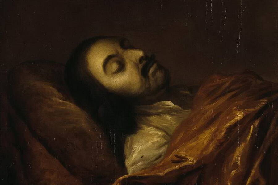 Deathbed portrait of Peter I. Artist Ivan Nikitin, 1725.